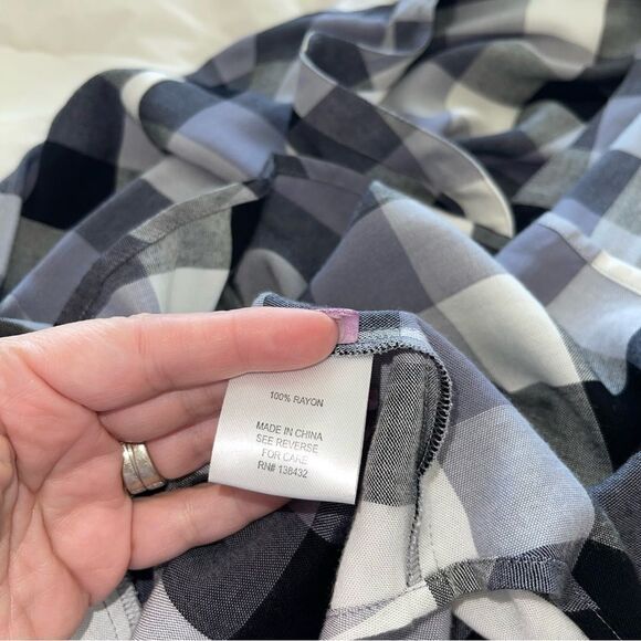 Modcloth Black White Plaid Tie Back Blouse Top XS - Picture 5 of 5